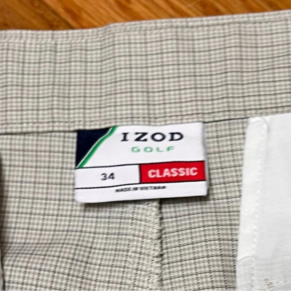 ✅IZOD Classic Men's Tan Plaid Flat Front Golf Shorts - Size 34 - EUC - Picture 9 of 10